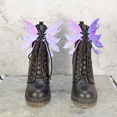 Fairy Shoe Wings, Wings for Shoes, Shoelace Wings, Winged Shoes, Fairy Cosplay Accessories, Wings for Boots, Dress up Fairy Wings - Etsy Fairy Shoes Purple, Fairy Costume Shoes, Wings For Shoes, Winged Shoes, Fairy Shoe, Shoe Reference, Fantasy Punk, Shoe Wings, Fairy Halloween Costume