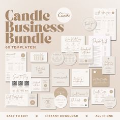 the candle business bundle includes all kinds of cards and envelopes