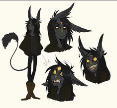 an image of some furry animals with yellow eyes and long black hair on their heads