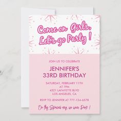 33rd birthday invitations for her Let's go party Barbie Birthday Invitations, Pink Sweet 16, 36th Birthday, 32 Birthday, 33rd Birthday, 28th Birthday, 26th Birthday, 30th Birthday Invitations, 50th Birthday Invitations