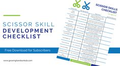 the scissor skill development checklist is shown