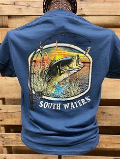 Backwoods South Waters Fishing Bass Bright Unisex T Shirt Available in sizes Adult S-3X Picture is of the back of the shirt, Front of the shirt has south waters logo Outer Banks Shirt, Water Logo, Cute Country Outfits, Preppy Southern, Cowboy Outfits, Western Outfits Women, Couples Photo, Preppy Look, Cute Everyday Outfits