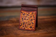 Honeycomb Harmony - Bee Design Leather Money Clip Wallet - Warm Brown Interior - Lotus Leather Leather Money Clip, Leather Money Clip Wallet, Leather Money Clips, Brown Interior, Pew Pew, Clip Wallet, Honeycomb Pattern, Bee Design, Money Clip Wallet