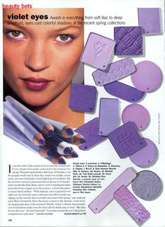 Kate Moss Poster, 2000s Magazines, Photowall Ideas, Makeup Magazine, Makeup Ads, 90s Makeup, Retro Makeup, Violet Eyes, Teen Magazine