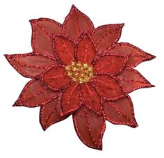 a red poinsettia is shown on a white background