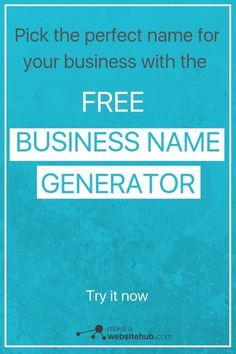 a blue poster with the words free business name generator