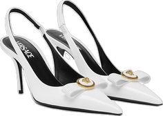 Luxury White Slingback Pumps, Slingback Pump, Pump Shoes, Buy Online, Versace, Pumps