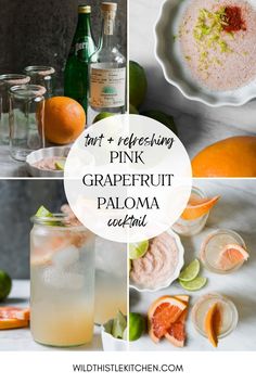 pink grapefruit paloma cocktail collage with text overlay