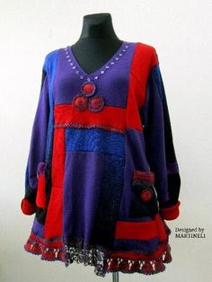 Plus Size Boho Chic, Upcycle Fashion Diy, Hippie Sweater, Winter Tunic, Plus Size Tunic Dress, Hippie Sweaters, Patchwork Clothes, Plus Size Tunic, Patchwork Sweater