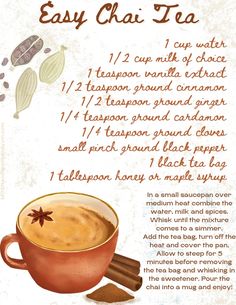 the recipe for an easy chai tea