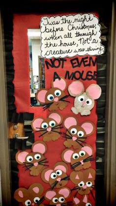 a bulletin board with mice on it that says not even a mouse in the house