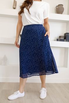 From a day in the office to enjoying an evening out with friends, show your fashion-forward side in the 'Annette' Skirt! This dainty detailed midi skirt is made from lightweight fabric to offer you all-day comfort and style. Pair the 'Annette' with your favorite tops, jackets, or sweaters for stunning look after look! Made Exclusively with you in mind! Self & Lining 100% Polyester Hand Wash Cold Do Not Bleach Hang to Dry Low Iron if Needed Do Not Dry Clean Fully Lined Model Height 5'7" | Wearing Flowy Midi Length Skirt For Brunch, Elegant Midi Skirt For Brunch, Date Night Long Skirt With Lining, Spring Workwear Chiffon Skirt, Summer Midi Length Skirt For Date Night, Midi Pleated Skirt For Brunch, Chic Flowy Knee-length Bottoms, Flowy Midi Skirt For Day Out, Feminine Lined Skirt For Date Night