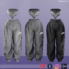 three different styles of nike pants with the same design