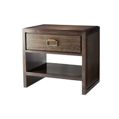 an end table with two drawers and one drawer on the bottom, in dark wood