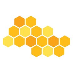 an orange and yellow hexagonal pattern on a white background with the word honey written below it