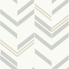 a white and gray chevroned wallpaper with grey lines on the bottom half