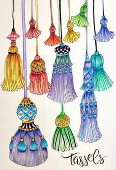 a drawing of tassels hanging from strings with the words tassels written below them