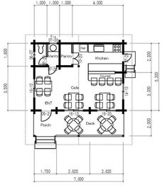 the floor plan for an office with two desks and three chairs, including one sitting area