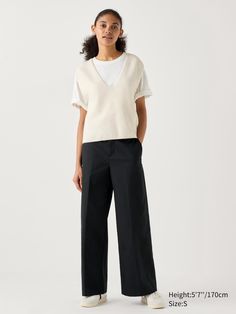 Wide Chino Pants | UNIQLO US Chic Chinos With Welt Pockets For Work, Chic Relaxed Fit Chinos For Business Casual, Elegant Uniqlo Bottoms For Spring, Uniqlo Store, Chino Trousers, Chino Pants, Styling Ideas, Chinos Pants, Straight Cut