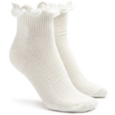 Forever21 Ruffle Crew Socks ($2.90) ❤ liked on Polyvore featuring intimates, hosiery, socks, white, ruffle socks, white frill socks, white socks, frilly socks and crew length socks White Ruffle Socks, White Frilly Socks, White Crew Socks, Frill Socks, Socks Aesthetic, Ruffle Socks, Frilly Socks, Ruffled Socks, Dr Shoes