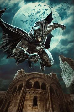 Batman, Gotham City's superhero flies down. Art Dc Comics, Lee Bermejo, Batman Pictures, Batman Poster, Univers Dc, I'm Batman, Batman Artwork, Bat Man, Arte Dc Comics