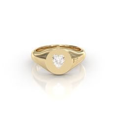 Heart Diamond Cut Signet Ring Fall in love with our Heart Diamond Cut Signet Ring, meticulously crafted in 14k or 18k solid gold. This elegant signet ring features a stunning 0.5 CT heart-cut lab-grown diamond, known for its EFG color and VS clarity, set in a polished, shiny finish. Measuring 10mm x 10mm with a band that starts at 1.8mm, this gold signet ring is perfect as a pinky ring or a statement piece. Celebrate your special moments with this exquisite and timeless piece, designed to captur Classic Heart Ring With Vvs Clarity, Classic Heart Ring With High Clarity, Classic 14k Gold Heart Ring With Single Diamond, 14k Heart Cut Diamond Ring For Valentine's Day, Valentine's Day Single Diamond Ring In Fine Jewelry Style, Classic 14k Gold Heart Cut Jewelry, Classic Heart Ring With Diamond Cut For Valentine's Day, 14k Gold Polished Finish Promise Heart Ring, Heart Ring With Single Diamond Round Cut As Gift