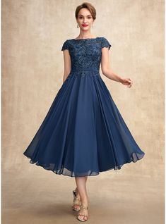 JJ's House Lace Chiffon Scoop Fall Spring Summer Winter A-line Plus General Belt/Sash No Leg Slit Back Zip Elegant Navy Blue Height:5.8ft（176cm） Bust:32in（82cm）Waist:24in（61cm）Hips:35in（89cm） No Tea-Length Blue Short Sleeve Mother of the Bride Dress. #JJ's House #Lace #Chiffon #Scoop #Fall #Spring #Summer #Winter #Aline #Plus #General #BeltSash #NoLegSlit #BackZip #Elegant #NavyBlue #No #TeaLength #Blue #ShortSleeve #MotheroftheBrideDress Bride Dress Lace, Lace Chiffon, Evening Dresses Cocktail, Lace Caps, Mothers Dresses, Tea Length Dresses, Mother Of The Bride Dress, Jewel Neck, Bride Dresses