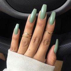 inspirational_nail_designs Olive nail polish, nail design . . . #fallnails #autumnnails #nailsaddict #manikir #manicures #hotnails #nokti #ногти #nails #cuie #钉子 #ongles  #nagels #Nägel #νύχια #unghie #nechty #Tırnakların #körmök #손톱 #negler #paznokcie #nohti #naglar #kynnet #釘子 #Dīngzi #negle #ფრჩხილების Sage Green Acrylic Nails, Green Acrylic Nails, French Pedicure, Acrylic Nails Coffin, Nails Coffin, Cute Nail Designs, Nail Designs Summer, Best Acrylic Nails, Gorgeous Nails