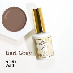 Earl Grey is a super unique brownish gray gel nail color. It’s a great neutral color that will go with every outfit while also catching people’s eyes. This specific color is reminiscent of brewing a fresh Earl Grey tea and adding just a splash of milk in it. It’s the perfect cozy and chill color. Gel Top Coat, Grey Tea, Earl Grey Tea, Earl Gray, Earl Grey, Nail Art Inspiration