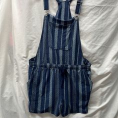 Nobo Soft 2 Pocket Elastic Waist Shorts Overall Are In New Nwt Never Worn Condition With Elastic And Pockets Sz 19 Beach Overalls With Pockets, Casual Cotton Overall Shorts, Casual Striped Overalls With Pockets, Blue Short Length Overalls For Summer, Blue Short Summer Overalls, Blue Short-length Summer Overalls, Blue Short Length Summer Overalls, High Waist Blue Cotton Overalls, Summer Blue Overalls With Pockets