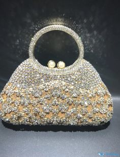 OrcaJump - Womens Evening Bag Handbags Bridal Purse Clutch with Alloy Crystals Chain Rhinestone for Party or Date Night - Silver or Bridal Purse, Crystal Pattern, Rhinestone Material, Crystal Chain, Purse Clutch, Wallet Case, Evening Bags, Date Night, Bags Handbags