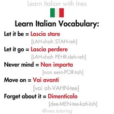 the words learn italian in different languages