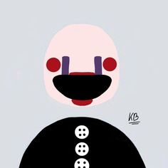 an illustration of a clown's face with buttons on the back of his head