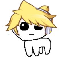 a drawing of a blonde haired boy with sunglasses on his head and one eye closed