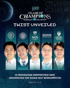 an advertisement for the class of champions that's unveiled with five men