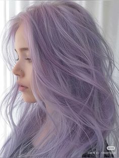 Pastel Purple Money Piece Hair, Pastel Pink And Lavender Hair, Pale Skin Purple Hair, Dusty Lilac Hair, Blonde With Lilac Highlights, White Lavender Hair, Gray Lavender Hair, Lavender Hair Aesthetic, Lavender Hair Dark Roots