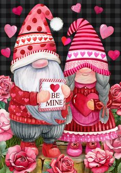 Valentine's Gnomes Banner Flag in use, pole sold separately Pink Painting, Diamond Paint, Diamond Mosaic, Art Kits, Flag Stand, Flag Decor, Be Mine, Valentin Nap, Diy Frame