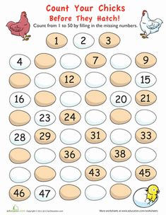 count the numbers to 10 in this counting game for kids with chickens and eggs on them