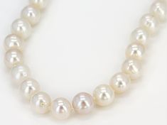 8mm white cultured freshwater pearl, rhodium over sterling silver 18 inch strand necklace. Measures approximately 0.31"W of an inch in width, with a lobster claw clasp closure. Colors, shapes and sizes may vary. Classic Round Hypoallergenic Necklace, Classic Hypoallergenic Necklace For Anniversary, Classic Hypoallergenic Necklaces For Anniversary, White Pearl Necklace With Lobster Clasp For Anniversary, White Pearl Necklace With Sterling Silver Clasp For Anniversary, White Hypoallergenic Pearl Necklace, Classic White Hypoallergenic Necklace, Hypoallergenic White Pearl Necklace, White Single Strand Pearl Necklace For Anniversary