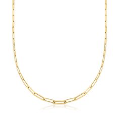 Roberto Coin 18kt Yellow Gold Graduated Paper Clip Link Necklace. 17". Founded in Vicenza, the City of Gold in 1977, Roberto Coin jewelry celebrates the elegance of femininity, creativity and craftsmanship. Refresh your rotation with this fabulous on-trend statement. Glossy 18kt yellow gold paper clip links graduate from 3-5mm wide to create a classic style with a stately presence. Made in Italy. Lobster clasp, Roberto Coin 18kt yellow gold paper clip link necklace. Roberto Coin Jewelry, City Of Gold, Roberto Coin, Gold Paper, Coin Jewelry, Link Necklace, Paper Clip, Lobster Clasp, Classic Style