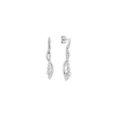 Your life's journey together is symbolized by these stunning earrings made up of 14 round diamonds at approximately .50 carat total weight. These dazzling hand-matched diamonds are set in 14 karat white gold. Anniversary Silver Linear Earrings With Brilliant Cut, Elegant White Gold Linear Earrings With Single Cut Diamonds, Silver Linear Earrings With Brilliant Cut For Anniversary, Formal White Gold Diamond Earrings With Sparkling Stones, White Diamond Linear Earrings With Diamond Accents, White Gold Diamond-cut Linear Earrings, White Diamond Linear Earrings With Accents, White Gold Diamond Cut Linear Earrings, White Gold Diamond Linear Earrings