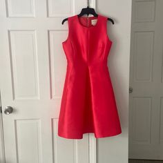 Size 6 Beautiful Shade Of Rich Pink. Such A Classy And Lovely Dress. Perfect For A Play Or Dinner. Kate Spade Dress, Dress Pockets, Kate Spade Dresses, Coral Dress, Outlet Store, Exposed Zipper, Shades Of Orange, Size 6 Dress, Lovely Dresses