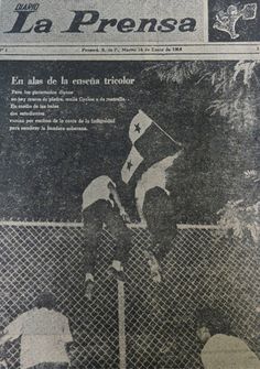 the front page of la prensa newspaper with an image of two men holding flags