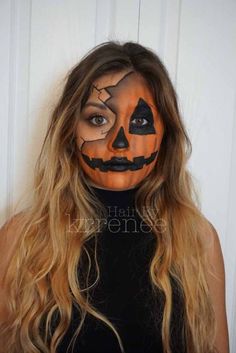 Maquillaje Halloween Infantil, Nem Halloween Makeup, Maquillage Halloween Simple, Make Up Diy, Halloween Make-up Looks, Halloweenský Makeup, Pumpkin Halloween Costume, Creepy Halloween Makeup, Cute Halloween Makeup