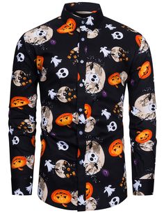 PRICES MAY VARY. High quality material: 95% polyester, 5% spandex, the Halloween shirt is soft and comfortable,Regular styles, breathable, wrinkle resistant and not easily deformed, perfect for the holidays. Themed elements：funny Halloween shirts for men with unique style prints, including ugly pumpkin lanterns, black cat,ghosts, Candy,spider webs, skulls, bats and more, with sharp patterns that won't fade or shrink, making them the best gift for family and friends. Occasion: The trendy patterns Ugly Pumpkin, Mens Halloween Shirts, Halloween Mode, Long Sleeves Shirts, Mens Halloween, Hot Season, Halloween Parade, Pumpkin Costume, Halloween Long Sleeve