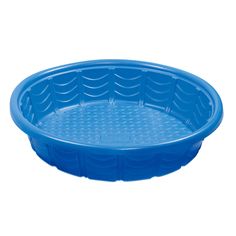 an empty blue plastic bowl on a white background