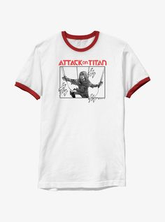 100% CottonWash cold; dry lowImportedListed in men's sizes White Band Logo T-shirt Crew Neck, Attack On Titan Tv, Armin Manga, Attack On Titan Armin, Manga Poster, Anime Tees, Anime Gifts, Mens Graphic Tee, Show Off