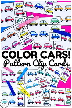 the color cars pattern clip cards are great for kids to practice counting and matching numbers