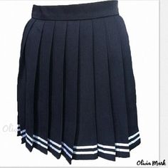 Olivia Mark - Classic Pleated School Uniform Skirt - Cute Academy Plaid High Waist Mini Skirt School Uniform Skirts, Uniform Skirt, High Waist Mini Skirt, Half Skirt, Patchwork Designs, Terry Cloth, Long Pants, Olivia Mark, Linen Blend