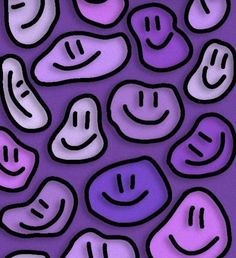 an image of many smiley faces on a purple background